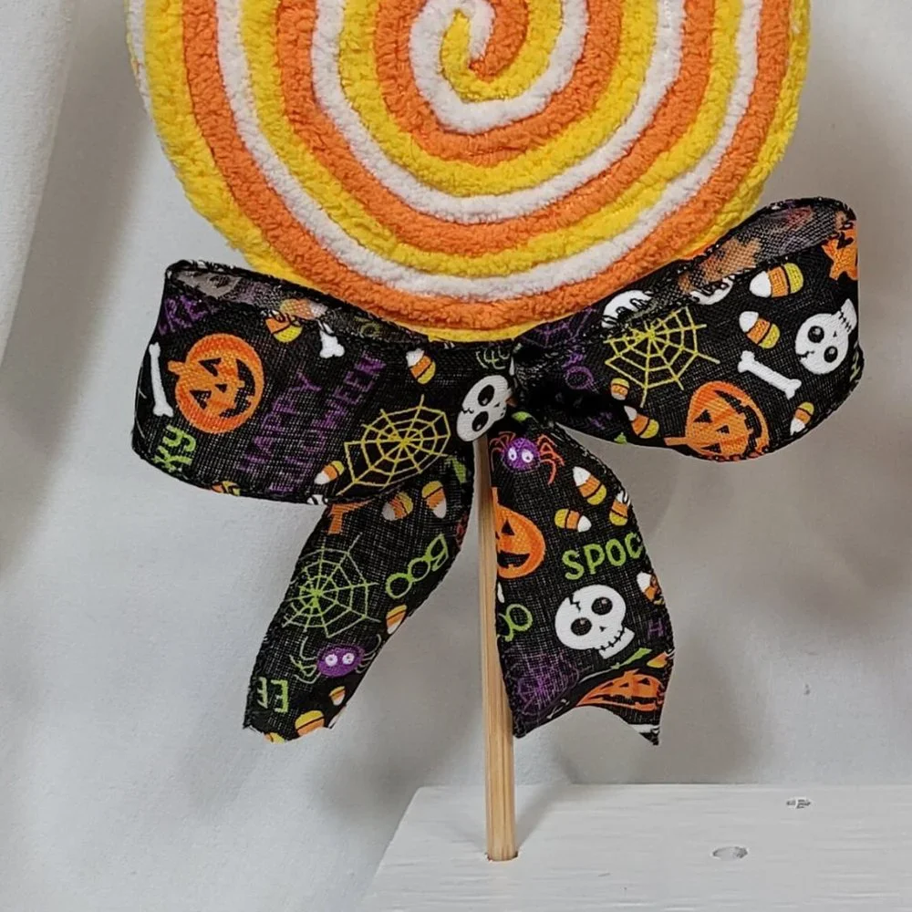 Decorative Fake Candy Yarn Halloween‎ Lollipop - Black Bow